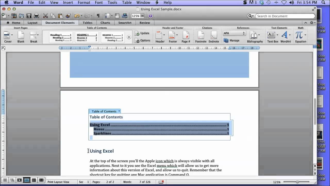 insert toc in word for mac 2011